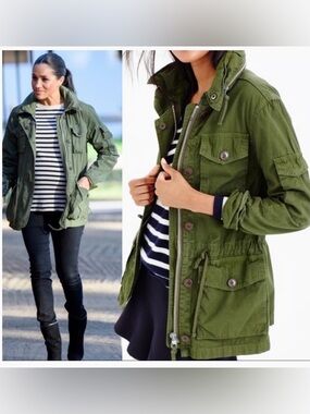 J Crew field mechanic jacket womens small army green barn canvas utility chore